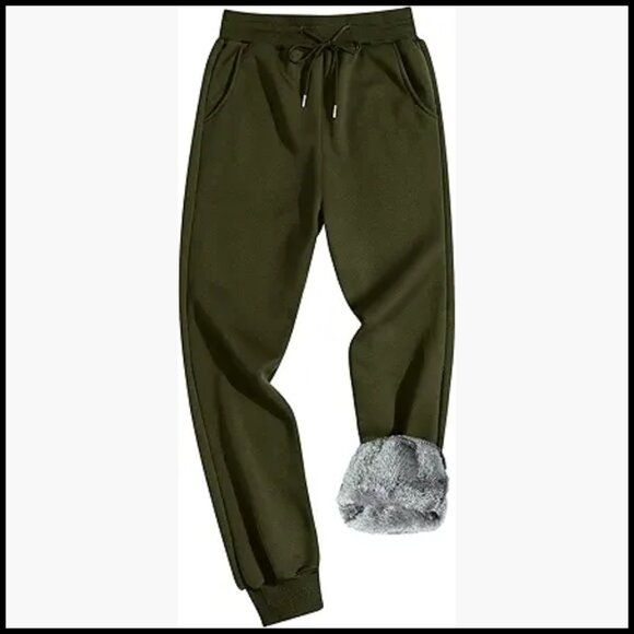 Men's Winter Fleece Joggers Sherpa Lined Sweatpants Warm Thick Track Pants